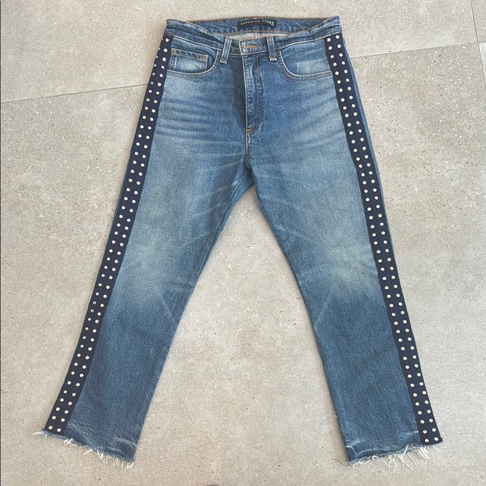 Women’s Veronica Beard Jeans with Ribbon & Crystal Trim